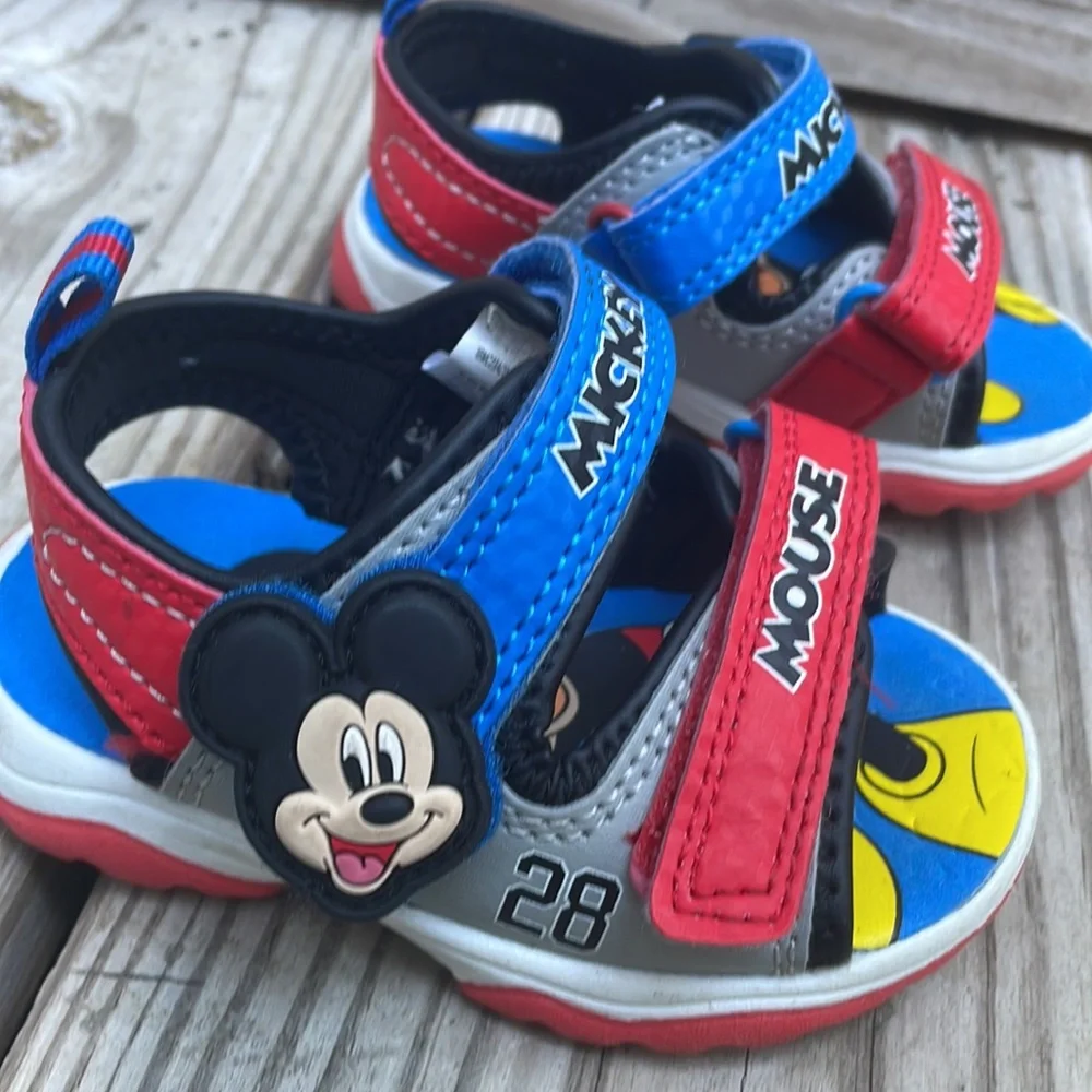 Disney Mickey Mouse Toddler Sandals Size 4 Blue Red
